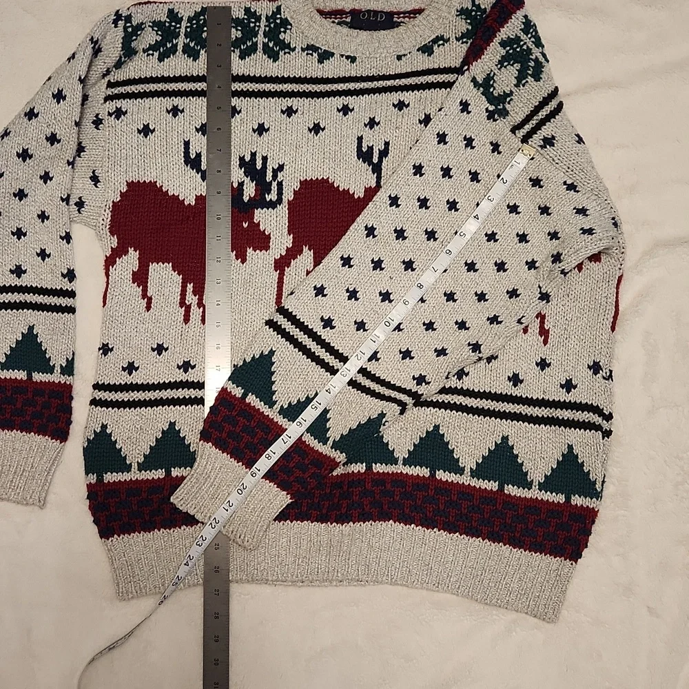 Vintage Holiday Christmas Reindeer Knit Sweater Old Glory Brand Men's Size Large
